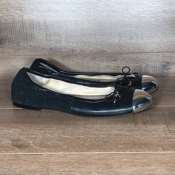 Sam Edelman Black Ballet Flats Womens 7.5 M Chrome Cap Toe Slip‎ On Casual - Picture 14 of 14